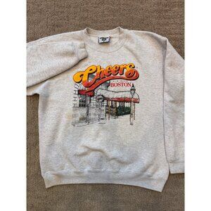 VTG Lee Heavyweight Cheers Long Sleeve Crewneck Sweatshirt TV Show 90s L Gray